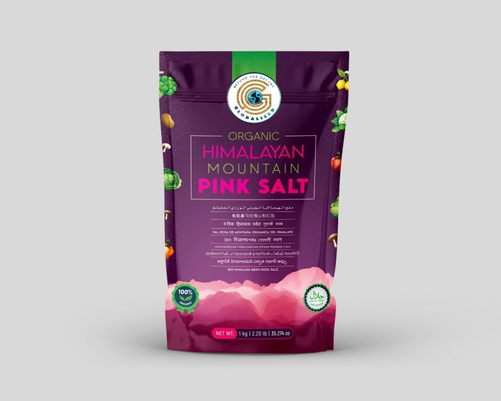 GLOBALIZED ORGANIC HIMALAYAN PINK SALT 1 KG POUCH from Pakistan